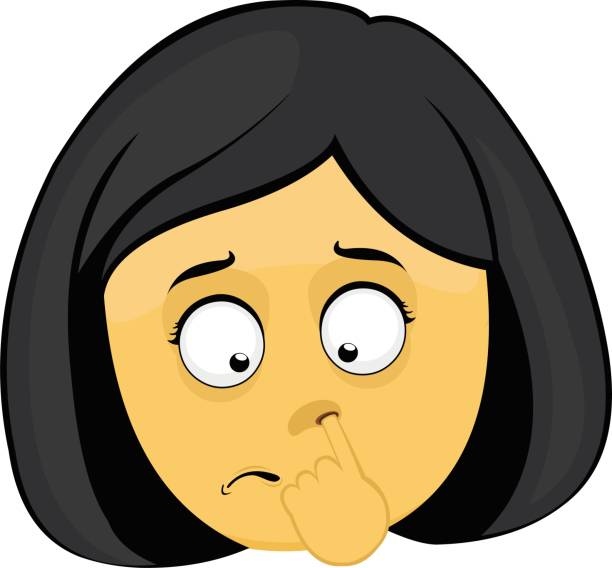 illustrations, cliparts, dessins animés et icônes de vecteur emoji tête jaune fille dessin animé pick nose - poking nose in