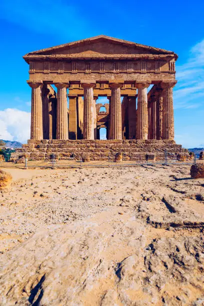 Photo of Valley of the Temples (Valle dei Templi), The Temple of Concordia, an ancient Greek Temple built in the 5th century BC, Agrigento, Sicily. Temple of Concordia, Agrigento, Sicily, Italy