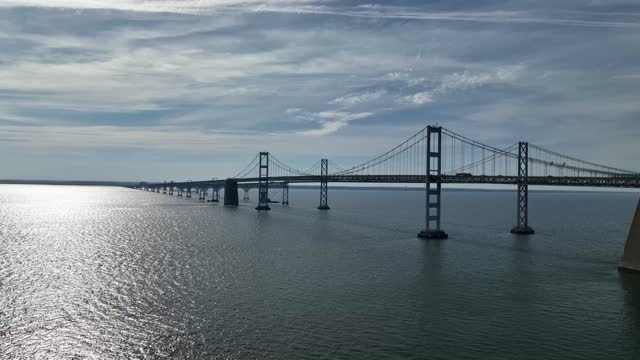 William Preston Lane Jr. Memorial Bay Bridge, Chesapeake Bay Bridge,  Maryland - Aerial Video