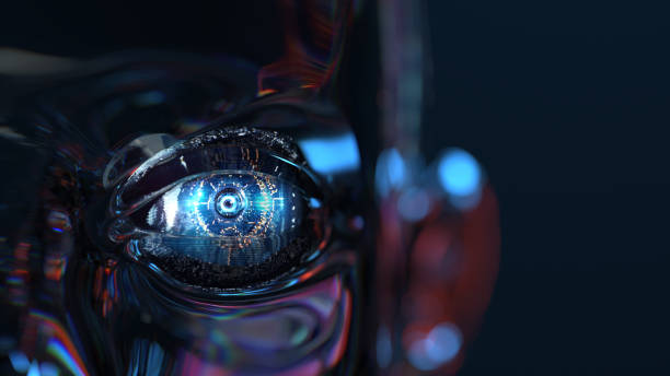 Cyborg Digital Eye, AI - Artificial Intelligence digital concept stock photo