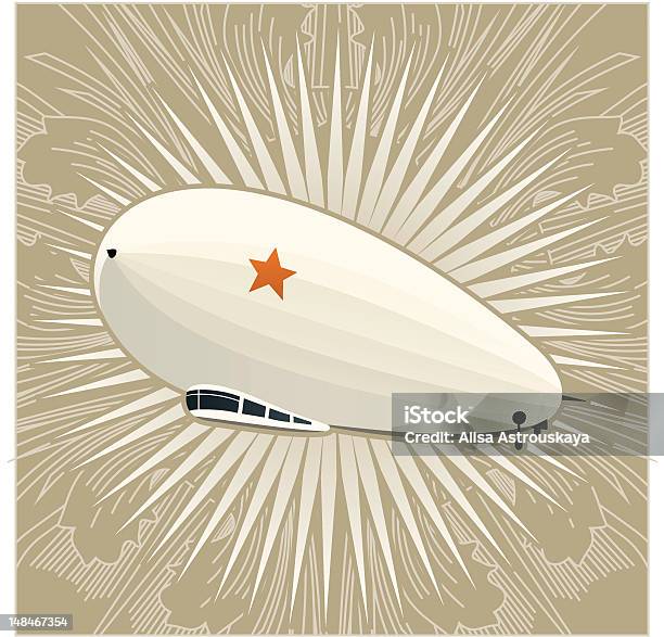 Große Dirigible Auf Einem Vintagehintergrund Stock Vektor Art und mehr Bilder von Altertümlich - Altertümlich, Braun, Cockpit