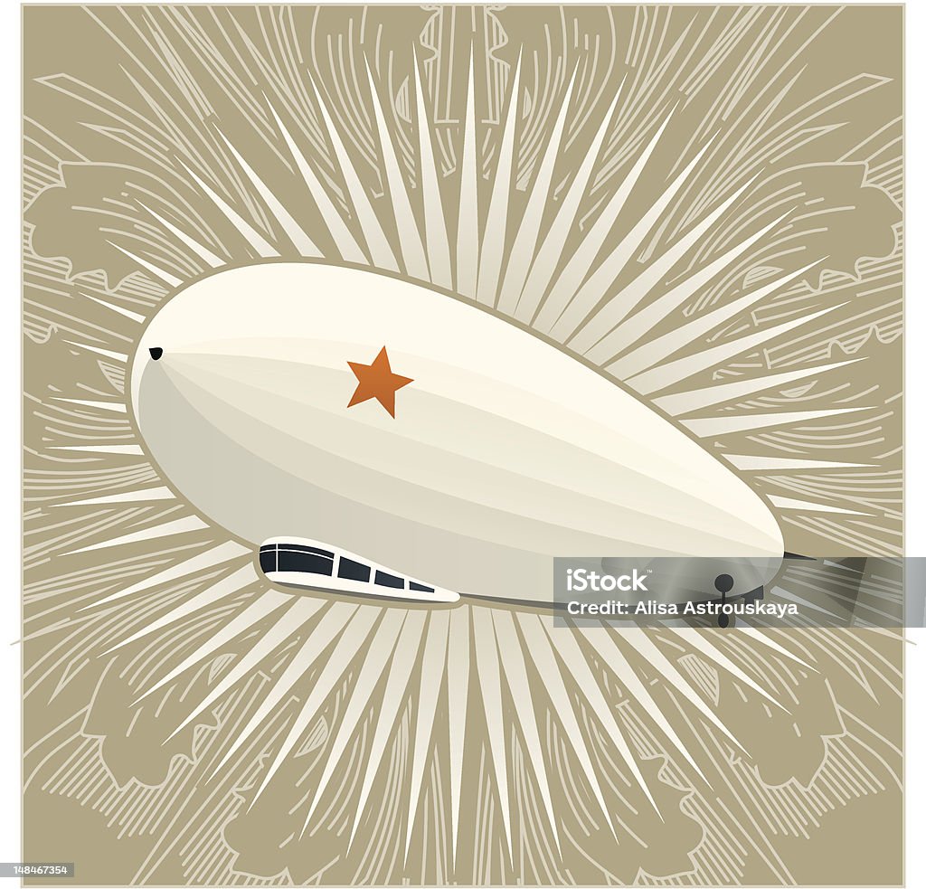 Enorme dirigible su uno sfondo vintage - arte vettoriale royalty-free di A forma di stella