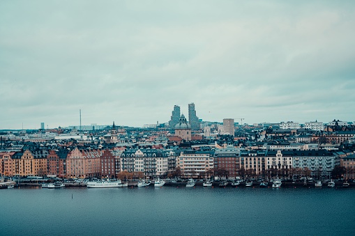 A top down view on Stockholm taken during winter