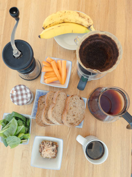 istock Overhead view of breakfast and coffee 1484679120