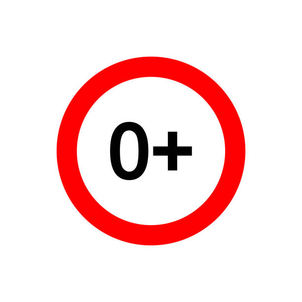 Zero plus icon. Newborn suitable symbol. Number 0 in red circle isolated on white background. Medicine or cartoon restriction label. Vector illustration Zero plus icon. Newborn suitable symbol. Number 0 in red circle isolated on white background. Medicine or cartoon restriction label. Vector illustration. half dozen babies stock illustrations
