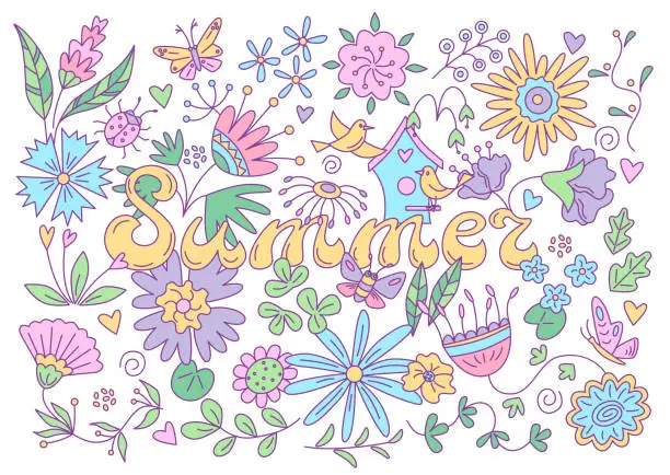 Vector illustration of Summer floral card