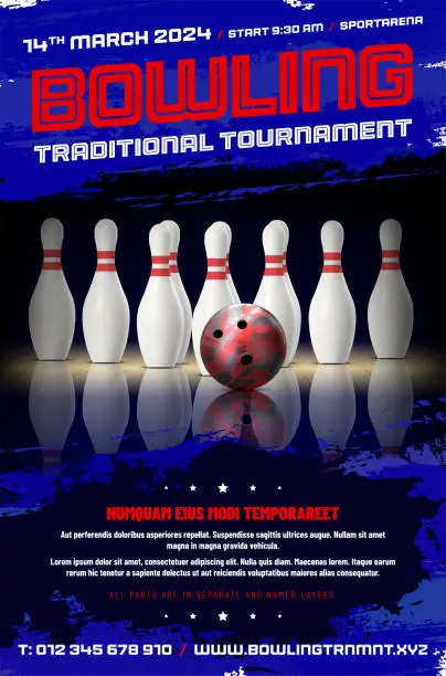 Vector illustration of Poster template for your bowling tournament