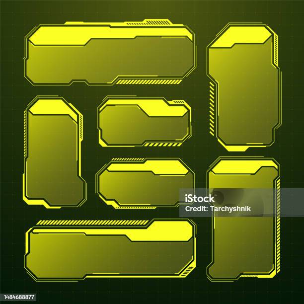 Yellow Notification Box Ui Yellow Futuristic Hud Ui Elements Scifi User Interface Text Boxes ...