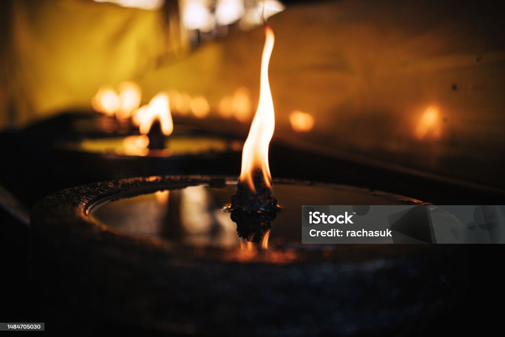 Flame in the Buddhist Temple Abstract Stock Photo