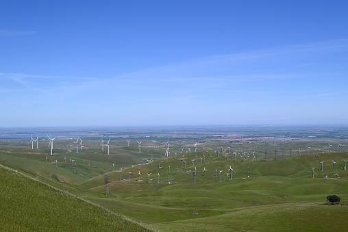 The Altamont Pass Wind Turbine looking toward San Joaquin Valley/Tracy California