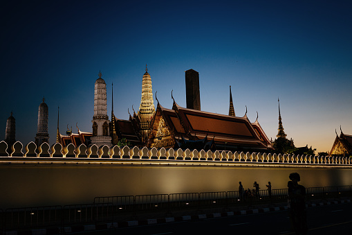 Grand palace, Sanam Luang and Wat phra Kaew Bangkok famous temple of the emerald buddha , Thailand