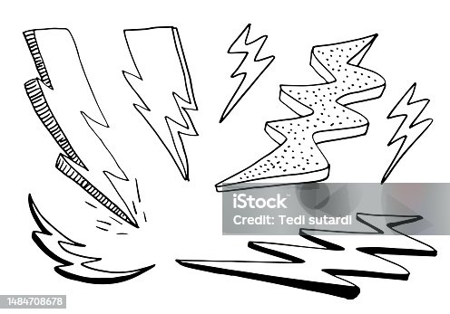 istock set of hand drawn vector doodle electric lightning bolt symbol sketch illustrations. thunder symbol doodle icon. 1484708678
