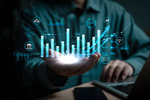 istock concept of data economic growth through a graph chart. Business strategy. Digital marketing and stock market. 1484708867