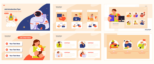 Labor Day. people who are working. Job introduction web page. webpage Brochure, leaflet template set.