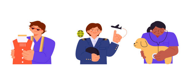 Labor Day. Labor Day. people who are working. Fashion designer, pilot, veterinarian. fashion designer logos images stock illustrations