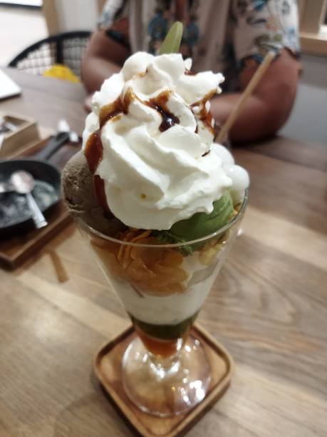 istock Hojicha and ocha parfait with mochi and cereal 1484713035
