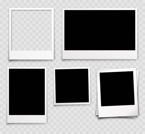 ilustraciones, imágenes clip art, dibujos animados e iconos de stock de de polaroid - instant camera instant print transfer frame photograph