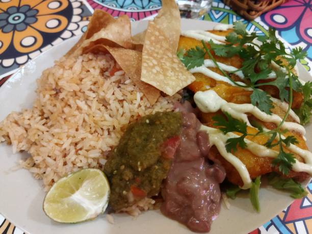 istock Vegetarian nacos and fish brown rice 1484713617