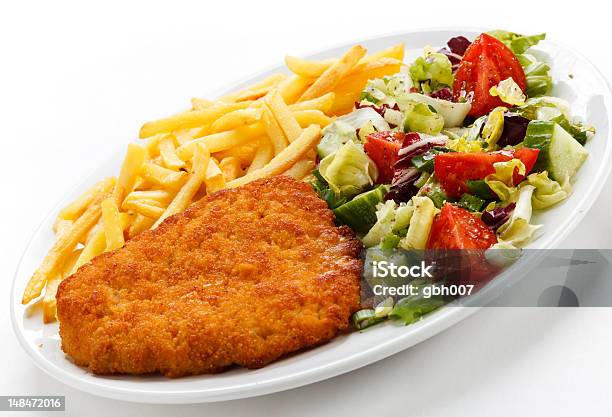 Fried Pork Chop And Vegetables Stock Photo - Download Image Now - Color Image, Dining, Dinner