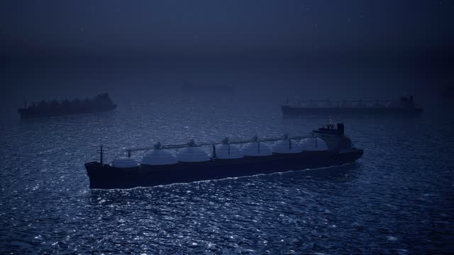 Oil Tanker Ship Waiting in the Port - 4K Resolution