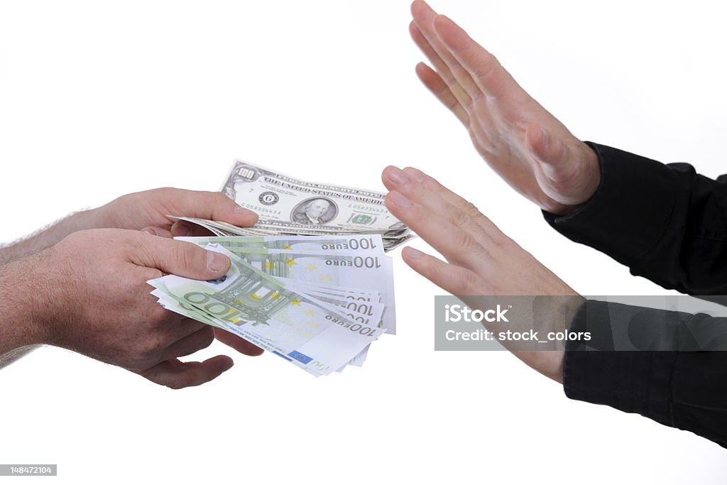 money issue man offering money and not being accepted . Adult Stock Photo