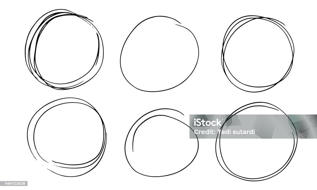 Circule Rough Outline Hand Drawn Circle Outline Sketch Set Circular Scribble Vector Circle ...