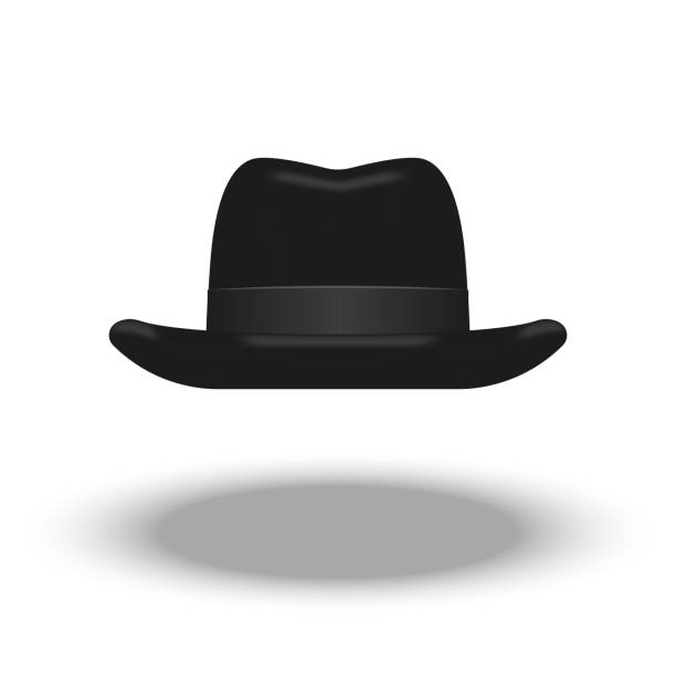 istock A black homburg hat of fur felt isolated on white background, with single dent running down the centre of the crown, a wide silk grosgrain hatband ribbon and flat brim. 1484725203