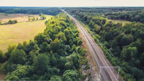 istock Railway in summer view from above 1484726448