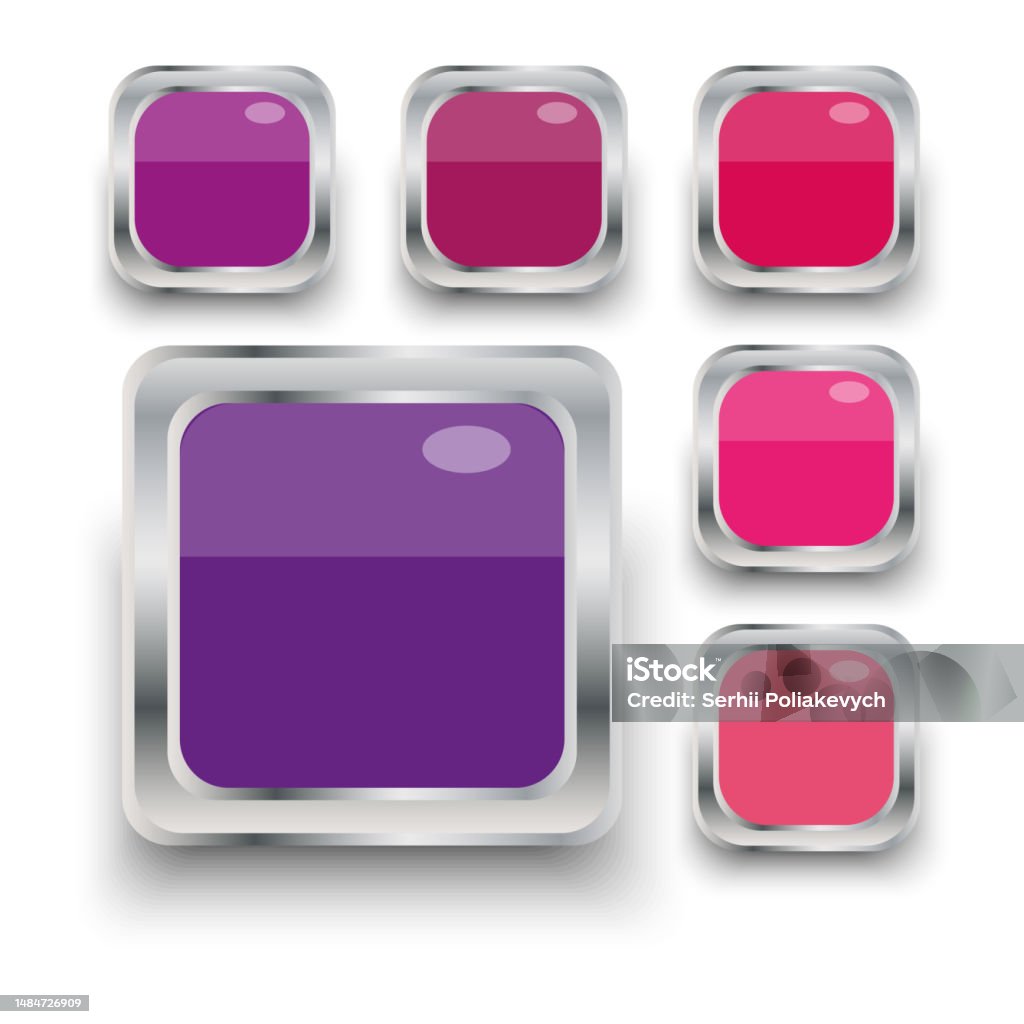Square Colored Threedimensional Buttons Volumetric Square Buttons ...