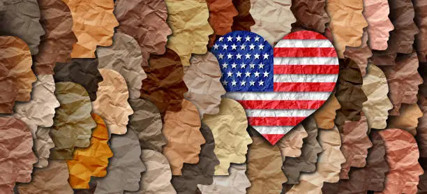 United States Memorial Day observance USA as a federal Holiday mourning the fallen soldiers of the military and honoring US armed forces death as diverse hands joining to honor the nation as a heart shape.
