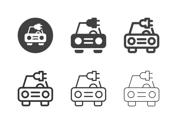 Vector illustration of Electric Car Icons - Multi Series