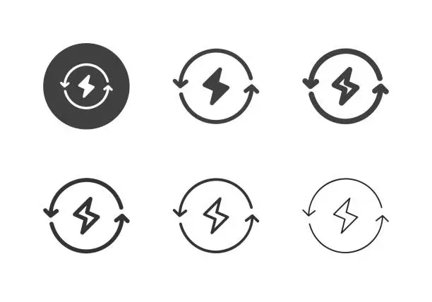 Vector illustration of Reuse Electrical Energy Icons - Multi Series