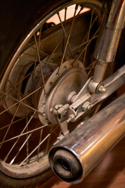 istock Partial close-up of the engine of an old motorcycle 1484733145