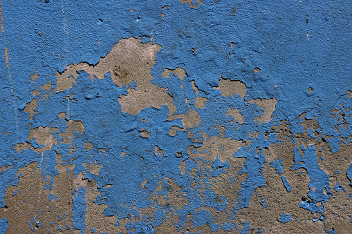 Old blue wall background with copy space