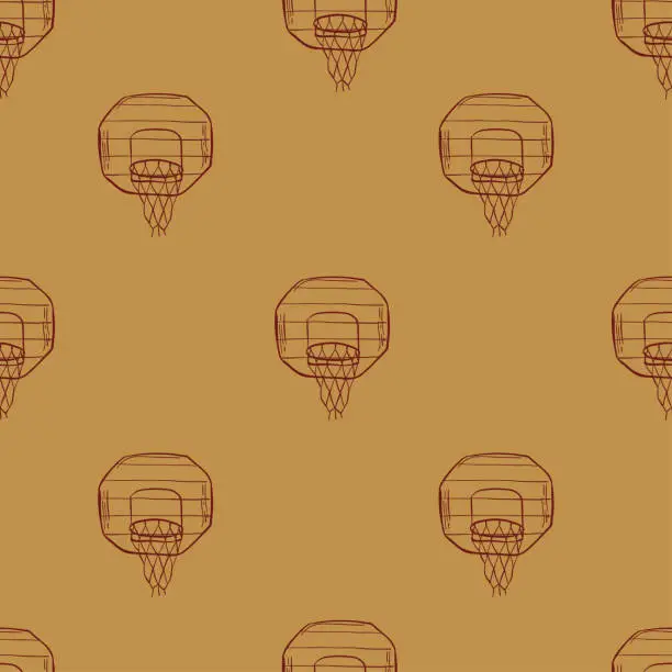 Vector illustration of The seamless pattern on the basketball theme.