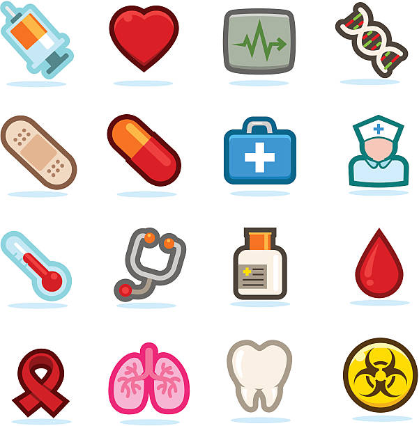 Healthcare icons set vector art illustration