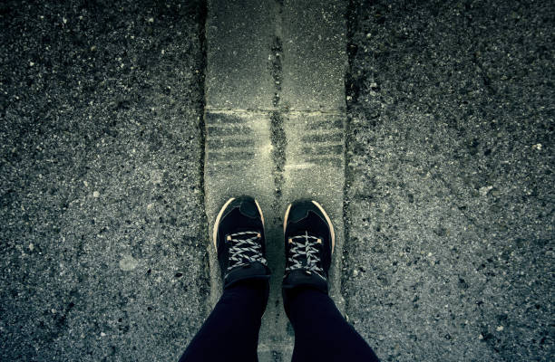Top view from Young man with sneakers and jeans