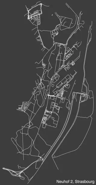 Vector illustration of Street roads map of the NEUHOF 2 DISTRICT, STRASBOURG