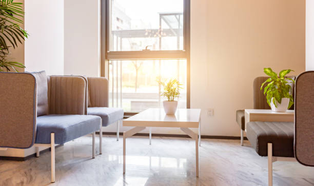 Spacious and bright meeting area in modern company interior
