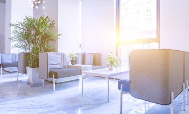 Spacious and bright meeting area in modern company interior