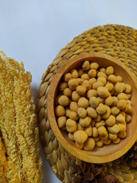 istock Indonesian snacks commonly called egg nuts are in a wooden bowl. top view 1484742250