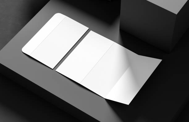 istock Envelope with paper mock up isolated on dark background. Business identity mock up isolated on dark background. 3D illustration. 1484744059