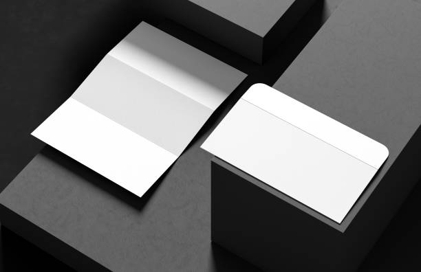 istock Envelope with paper mock up isolated on dark background. Business identity mock up isolated on dark background. 3D illustration. 1484744103