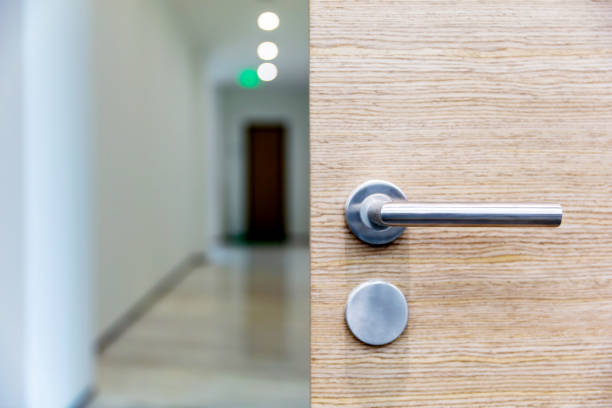 istock Corridor wooden door is opened 1484744135