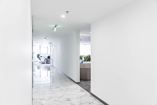 Empty corridor in modern office interior