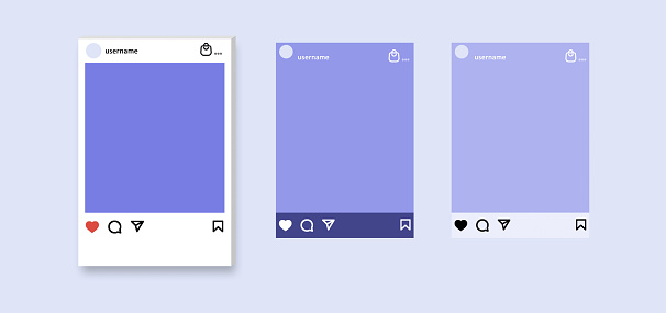 Social media and social network, feed post mock up. Post frame mockup template. User interface template. Notification icons