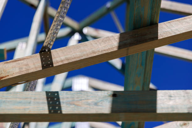 Housing Construction. Timber Roof Frame Detail. Australian Housing Development.