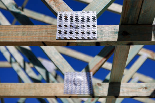 Housing Construction. Timber Roof Frame Detail. Australian Housing Development.