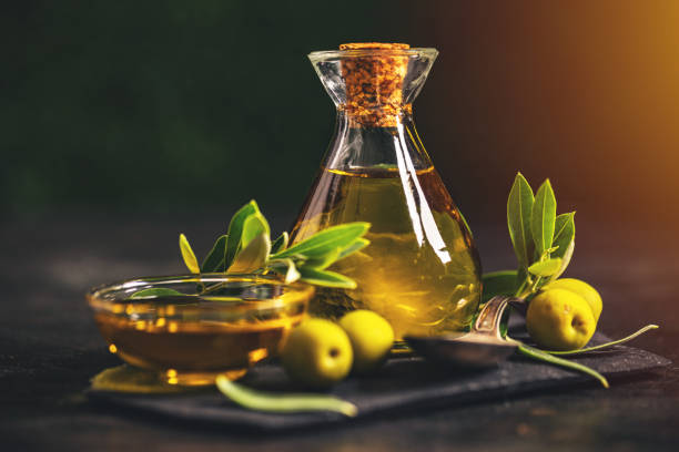 istock Olive oil in vintage bottle 1484753355