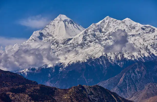 One of the 8000m+ mountains Dhaulagiri seen during Annapurna circuit Trek